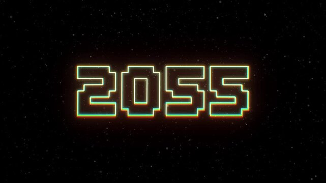 2055 Neon text with retro style