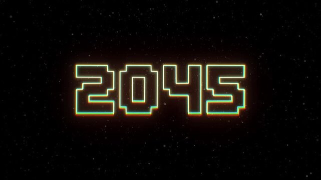 2045 Neon text with retro style