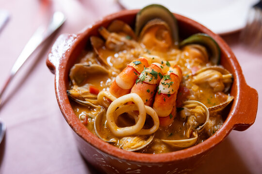 Portuguese Seafood Rice with Shrimp, Clams and Mussels