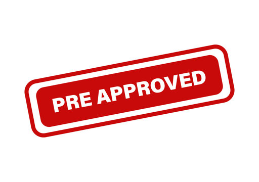Red rectangular rubber stamp with the text pre approved isolated on a transparent background for official business use isolated on transparent background