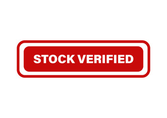 Fototapeta premium Red rectangular sticker label with stock verified text isolated on a plain background for business and commerce use isolated on transparent background