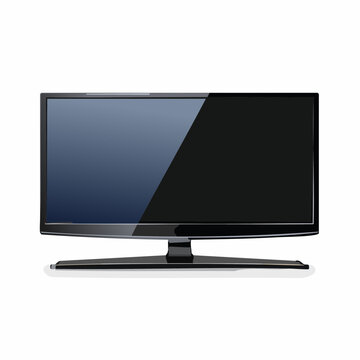 Modern black flat screen monitor with blank display isolated on white