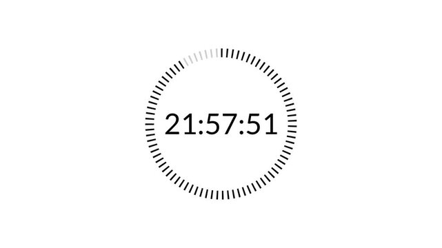 One day countdown timer animation, animated twenty four hours countdown video in 60 seconds, Twenty four hours countdown with alpha channel, 24 hours countdown timer 4k animation in one minute