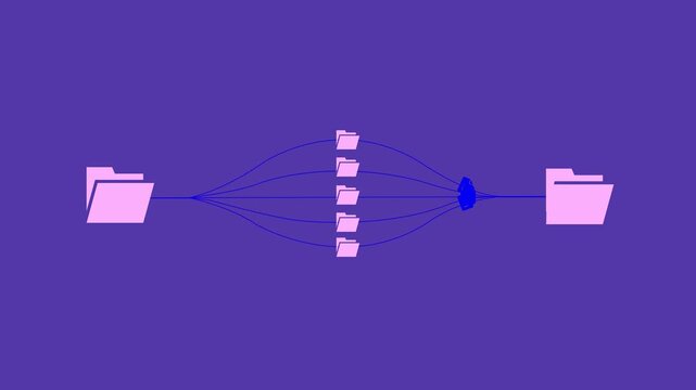 Data migration and file transfer process animation concept