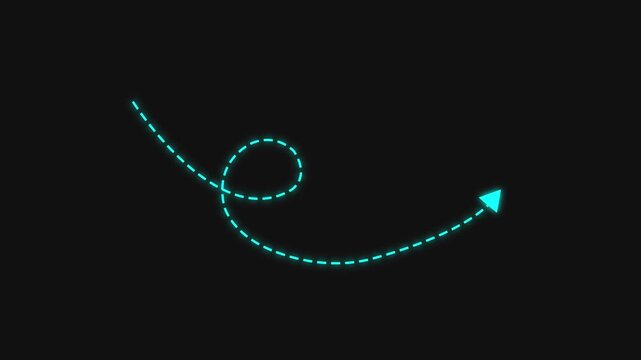 Neon blue animated looping arrow path on black background