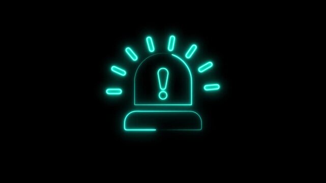 Neon flashing emergency alarm animation on black background