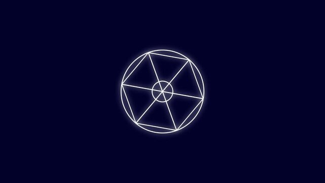 Glowing geometric hexagon symbol rotating on dark background