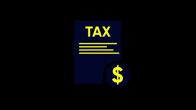 Tax document and dollar coin animation for financial reporting
