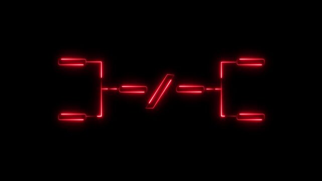 Red neon digital tournament bracket interface animation