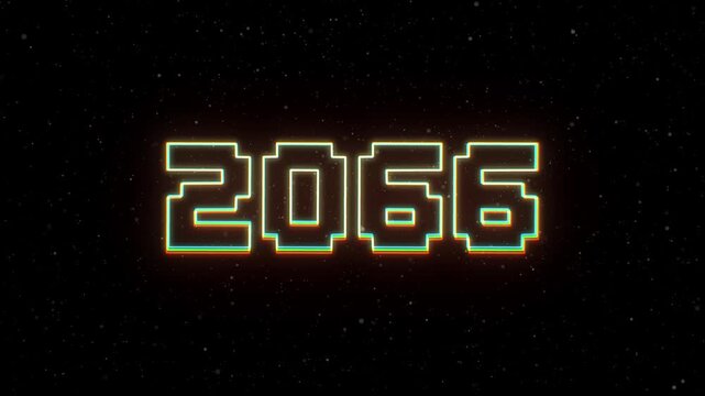 2066 Neon text with retro style