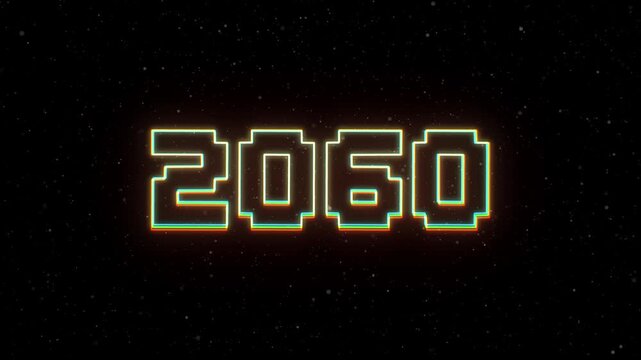 2060 Neon text with retro style
