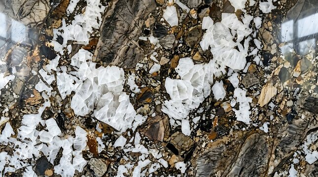 CloseUp View Of Granite Rock With Quartz Crystals