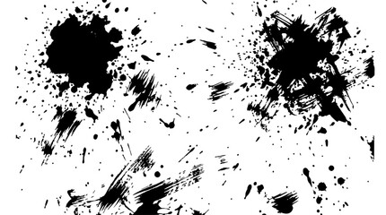 Obraz premium Black Ink Splatter Abstract Composition with Random Shapes and Lines. Featuring Ink, Splatter, Abstract with Composition