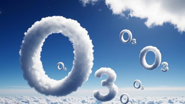 Ozone layer concept with o3 clouds in the sky