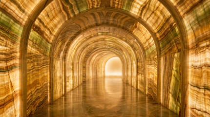 Obraz premium Glow core golden helix archway tunnel futuristic corporate entrance template