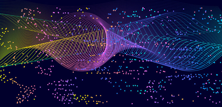 Futuristic quantum wormhole tech wave illustration