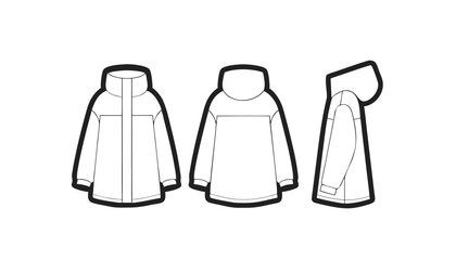 Parka Jacket Technical Drawing Vector Template © revpy