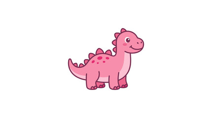 Clean Cartoon Pink Baby Dinosaur with Friendly Face and Spikes Simple and Cute Design with high quality professional line art symbols for modern creative design and digital branding projects © suti