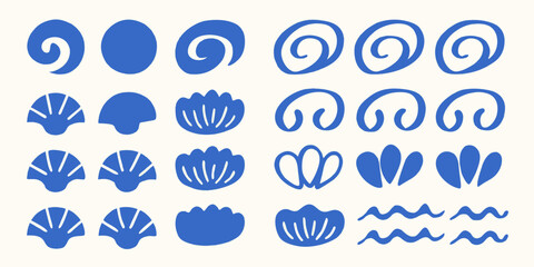 Blue Shell And Wave Patterns Vector Illustration Collection © Ripa