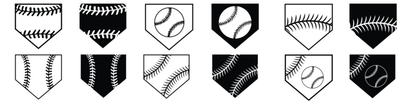 Baseball stitching patterns black and white logo designs for sports teams