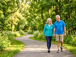 Fototapeta premium A man and woman walking down a path