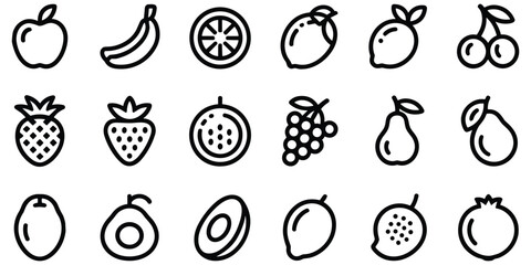 Set of fruit line icon . collection of modern fruit and berry outline style icons © MdOmar