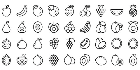 Set of fruit line icon . collection of modern fruit and berry outline style icons © MdOmar