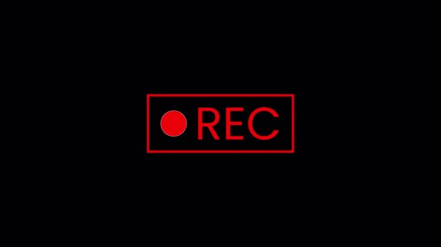 Record button animation on a transparent background, record overlay animation for video recording, movie recording. Perfect for shows and social media live performances  in 4k with alpha channel.