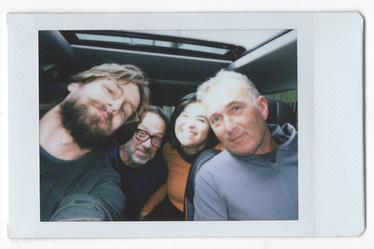 UGC Group of Four Friends Taking a Selfie Inside a Car