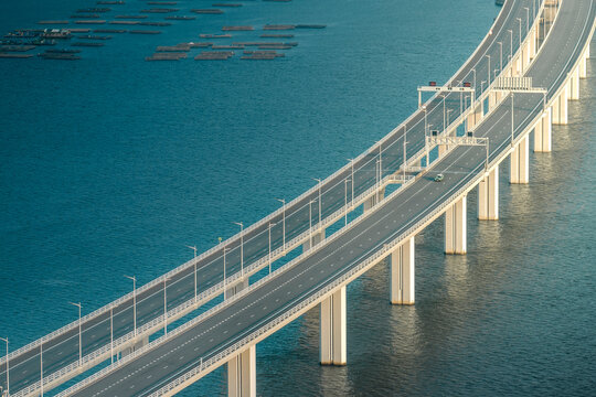 Aerial View of Coastal Cross-Sea Bridge