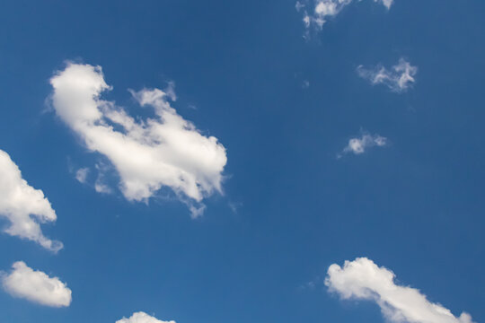 Blue sky with white clouds and copy space natural summer weather background clear day scene