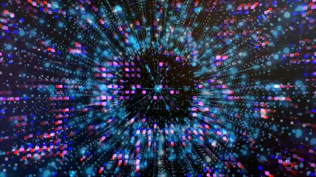 Abstract Digital Motion Particles Flowing in Deep Space Cyber Background