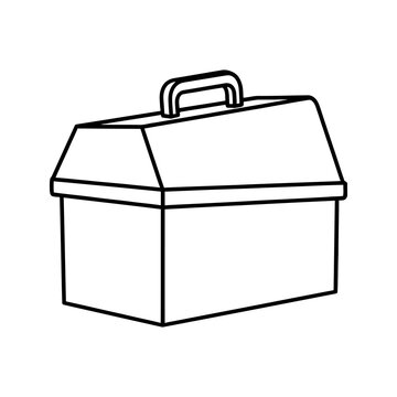 Industrial metal toolbox outline vector icon set.