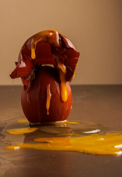Egg with dripping egg yolk
