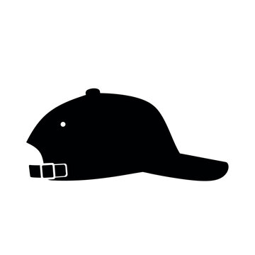 Black Baseball Cap with Button.