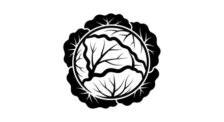 Obraz premium Black and white circular leaf logo with tree branches with circular design showcasing branches surrounded leaves plain white background stylized black
