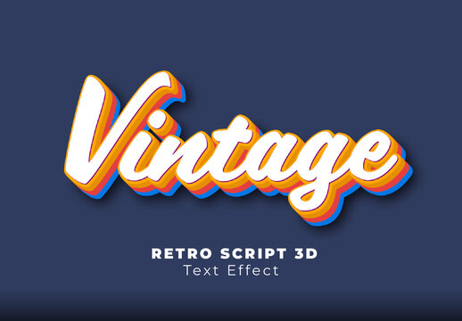 Retro Script 3D Text Effect