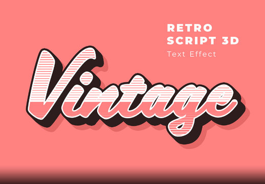 Retro Script 3D Text Effect