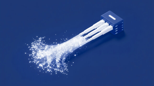 Fiber optic cable transmitting high-speed data, inthernet, connection, cable inthernet, cable cennection, server, vector style