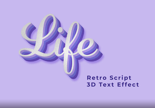 Retro Script 3D Text Effect