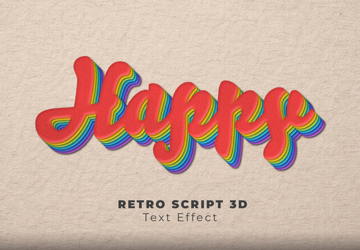 Retro Script 3D Text Effect
