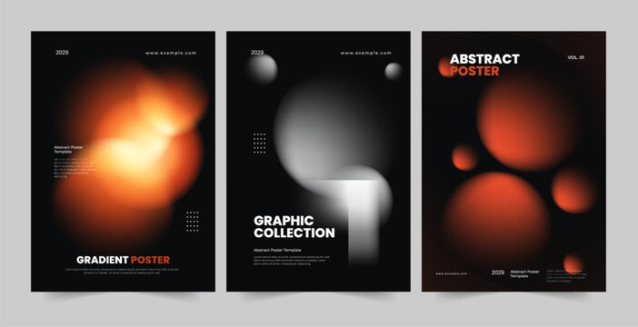 Abstract Poster Background, Abstract Glowing Sphere Gradient Poster Set