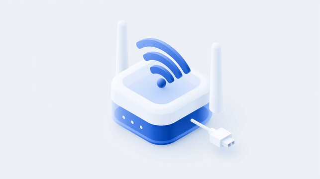 Home Wi-Fi router broadcasting wireless signal, inthernet, connection, cable inthernet, cable cennection, server, vector style
