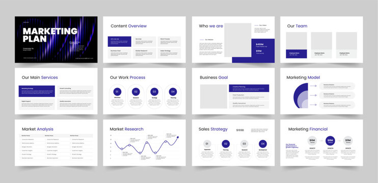 Marketing Plan Presentation Template, Business Strategy Pitch Deck Layout