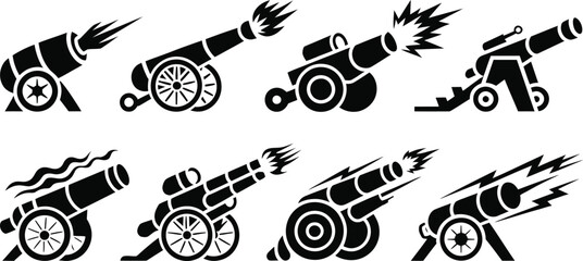 Antique military cannon silhouette vector collection © nitthi