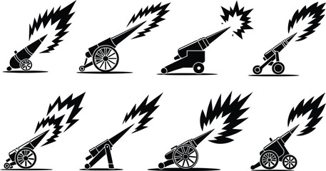 Antique military cannon silhouette vector collection © nitthi
