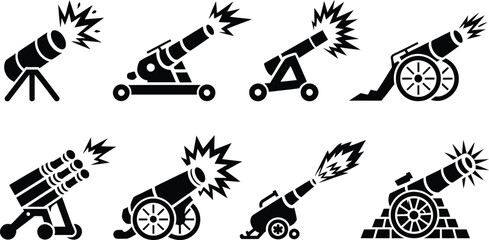 Antique military cannon silhouette vector collection © nitthi