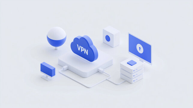 VPN protecting internet connection with encrypted tunnel, inthernet, connection, cable inthernet, cable cennection, server, vector style