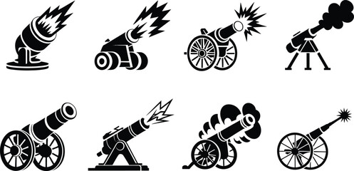 Antique military cannon silhouette vector collection © nitthi