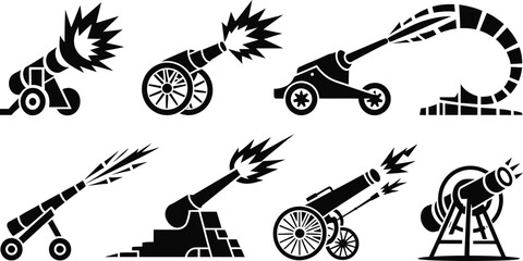 Antique military cannon silhouette vector collection © nitthi